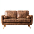 Faux Leather Sofa Set 150x85x85 cm - Brown - Retro Design